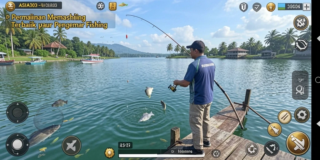 Tampilan gameplay ASIA303 dengan suasana memancing yang tenang.