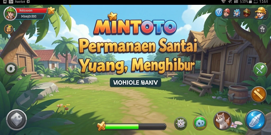Screenshot gameplay MINTOTO dengan karakter lucu dan warna-warni.