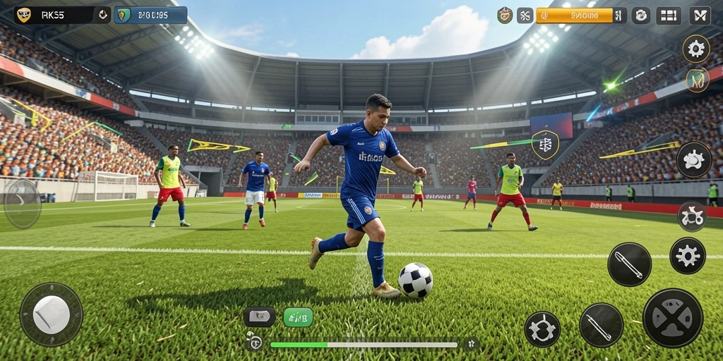 Screenshot RK55 menampilkan aksi seru dalam gameplay olahraga.