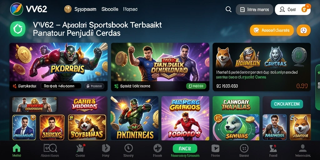 Tampilan gameplay Sportsbook menarik dan interaktif di VV62.